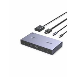  Переключатель UGREEN CM731 (25960) USB-C+HDMI KVM Switch 2 In 1 Out серый космос 